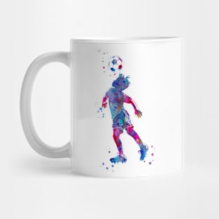 Soccer Player Little Boy Heading the Ball Mug